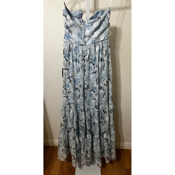 NWT Lulus Special Moment Light Blue Floral Strapless Bustier Maxi Dress XS - Picture 7 of 8